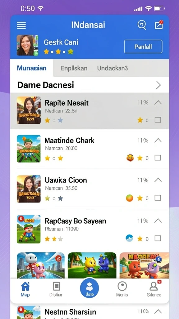 Tampilan menu utama yang menarik dan mudah dinavigasi.