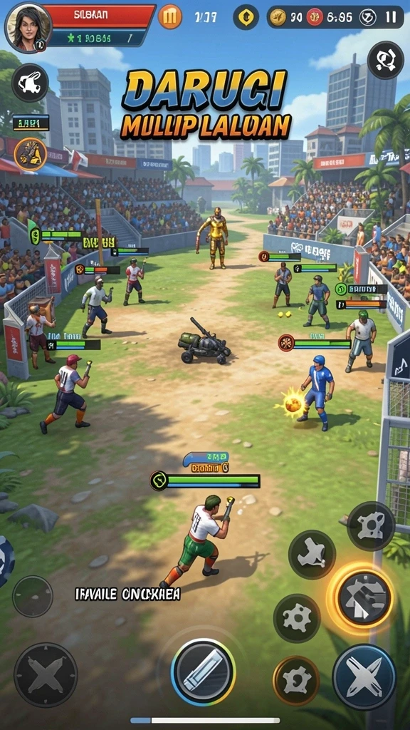 Screenshot menunjukkan pertempuran epik melawan monster besar.